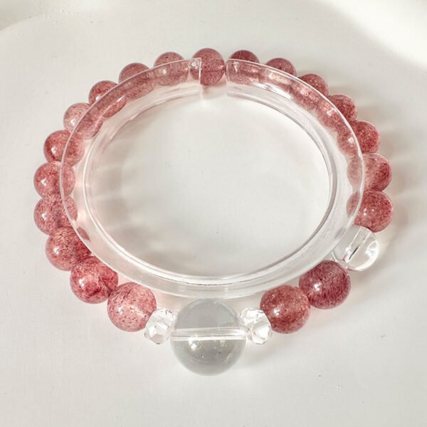 Clear Quartz x Strawberry Quartz｜Purify & Attract｜Glacial Berry Energy Bracelet(A1015) - Image 2