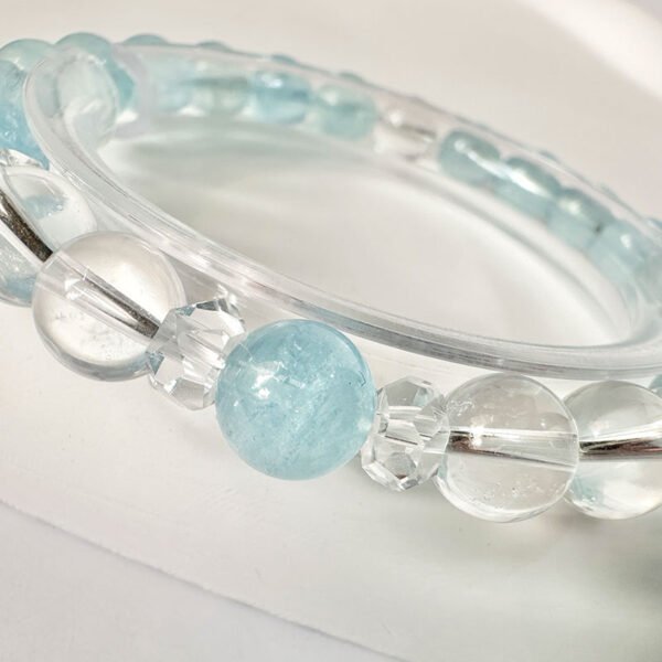 Clear Quartz x Aquamarine｜Purify & Empower｜Glacial Ocean Energy Bracelet(A1021) - Image 3