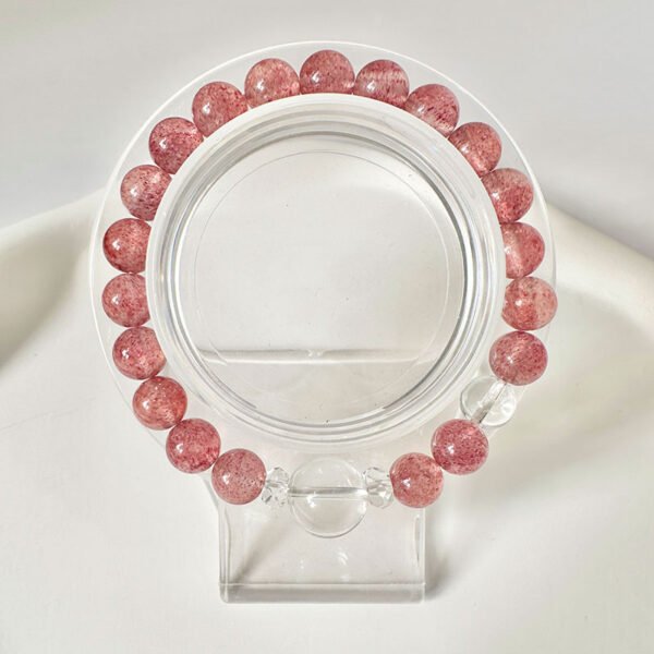 Clear Quartz x Strawberry Quartz｜Purify & Attract｜Glacial Berry Energy Bracelet(A1015) - Image 4
